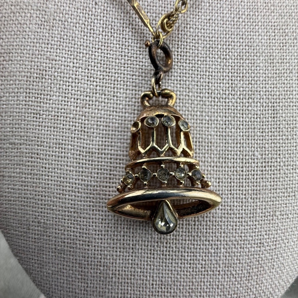 Vintage Trifari Necklace Gold Tone Bell‎ Signed 19"